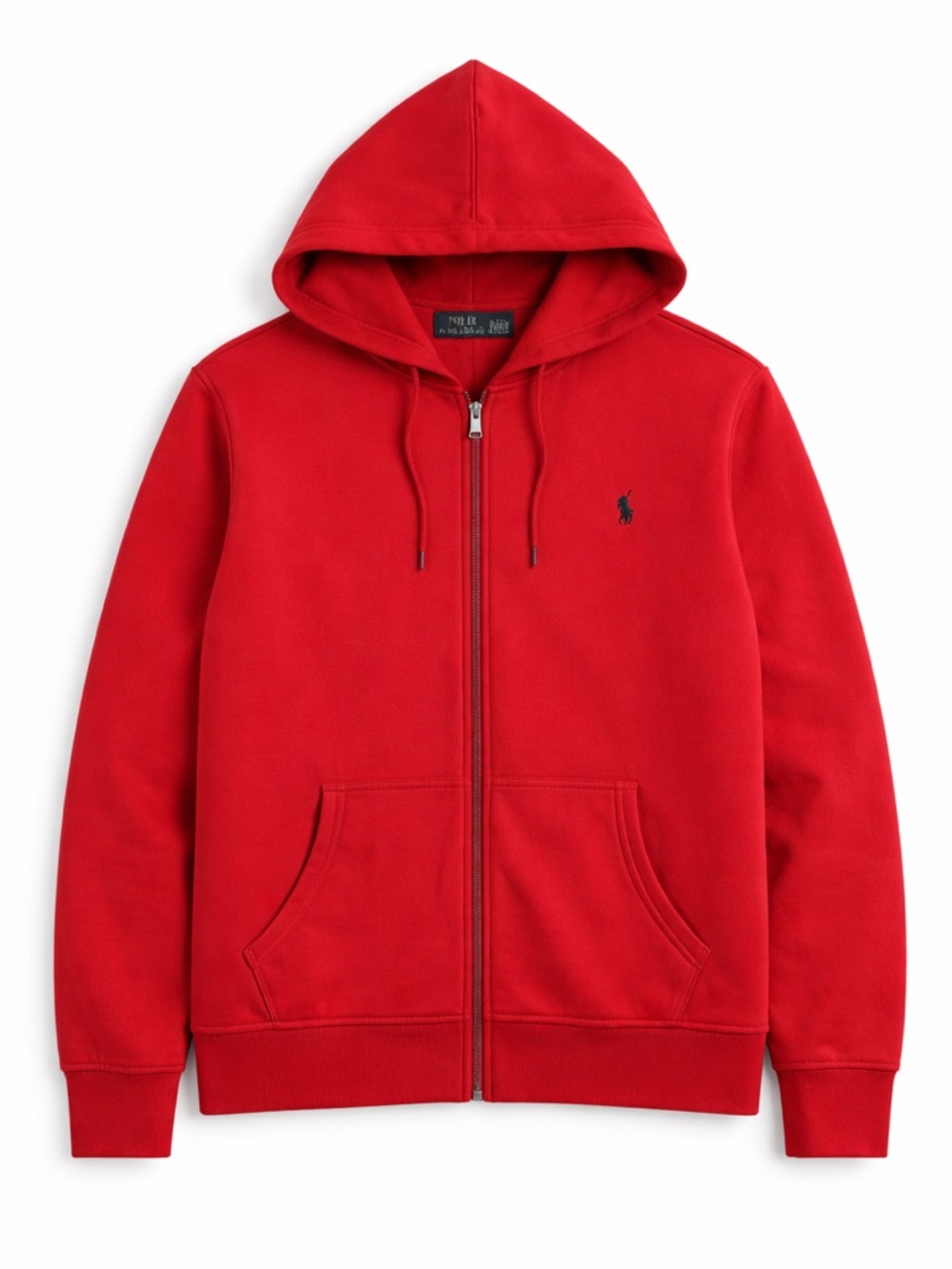 Polo Ralph Lauren Double Knit Red Full Zip Hoodie Mens Pony Logo Sweatshirt